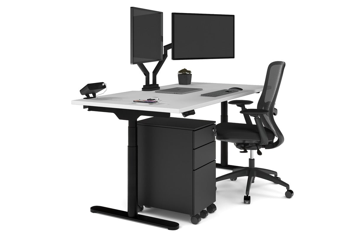 Flexi Premium Height Adjustable Single Workstation [1800L x 800W with Cable Scallop] Jasonl black leg white none