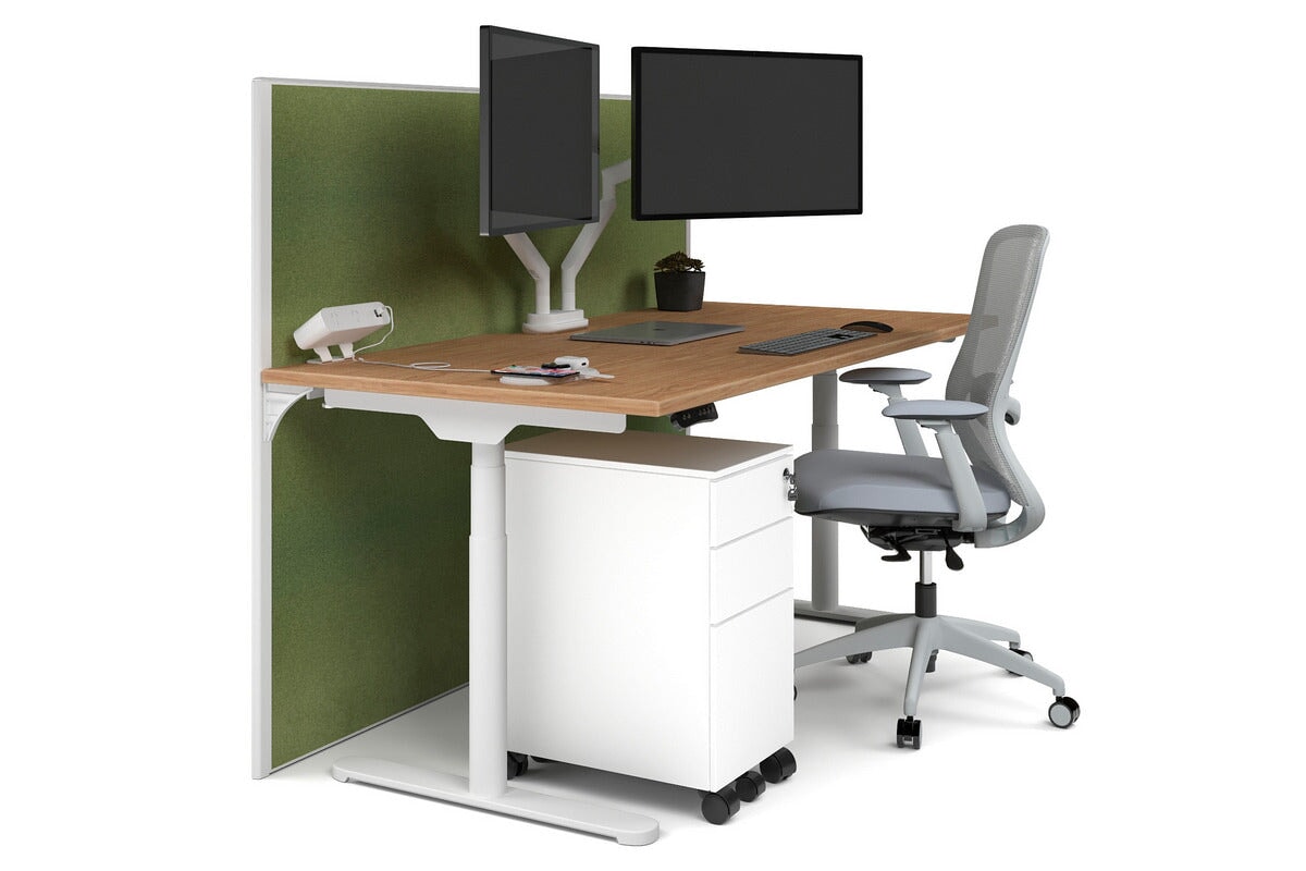 Flexi Premium Height Adjustable Single Workstation [1800L x 800W with Cable Scallop] Jasonl white leg salvage oak green moss (1200H x 1800W)