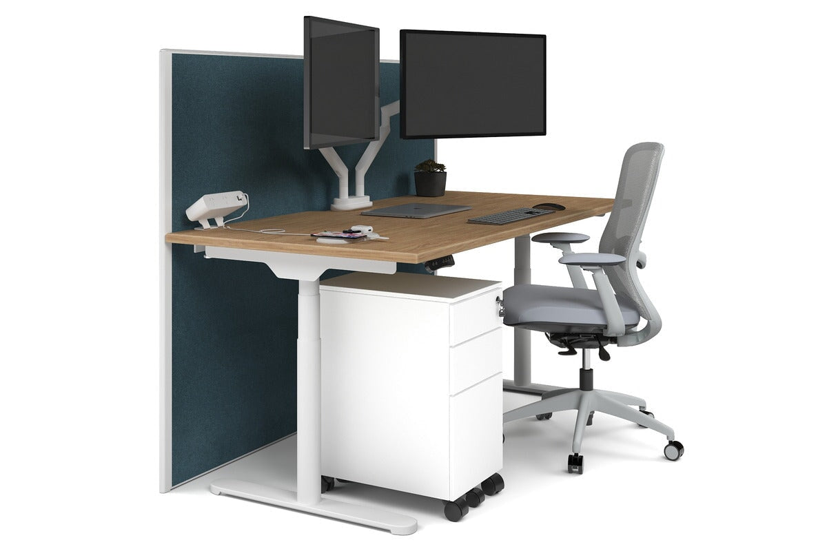 Flexi Premium Height Adjustable Single Workstation [1800L x 800W with Cable Scallop] Jasonl white leg salvage oak deep blue (1200H x 1800W)