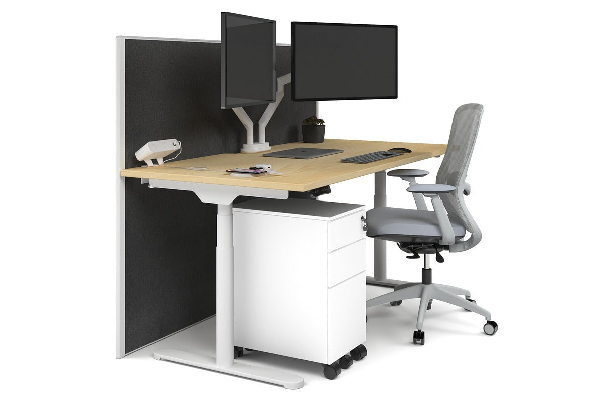 Flexi Premium Height Adjustable Single Workstation [1800L x 800W with Cable Scallop] Jasonl white leg maple moody charchoal (1200H x 1800W)