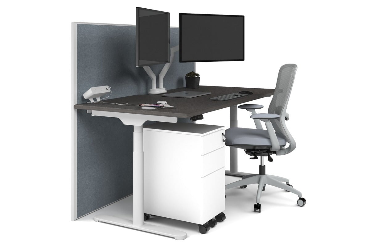 Flexi Premium Height Adjustable Single Workstation [1800L x 800W with Cable Scallop] Jasonl white leg dark oak cool grey (1200H x 1800W)