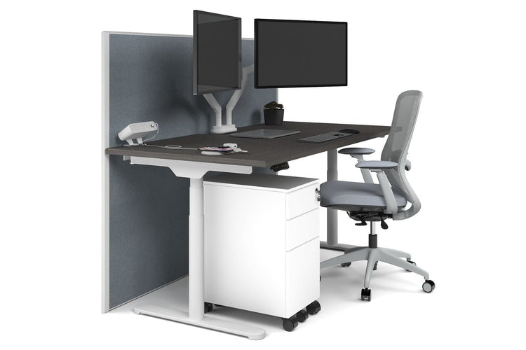 Flexi Premium Height Adjustable Single Workstation [1800L x 800W with Cable Scallop] Jasonl white leg dark oak cool grey (1200H x 1800W)