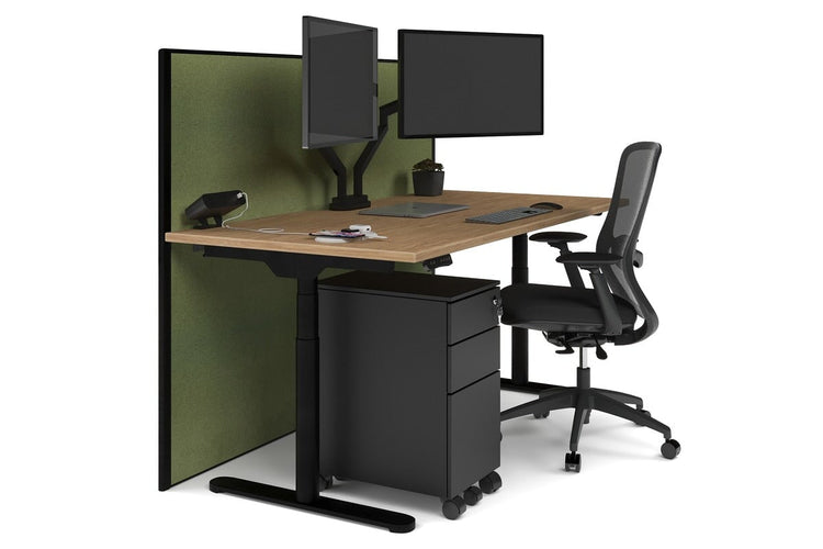 Flexi Premium Height Adjustable Single Workstation [1800L x 800W with Cable Scallop] Jasonl black leg salvage oak green moss (1200H x 1800W)