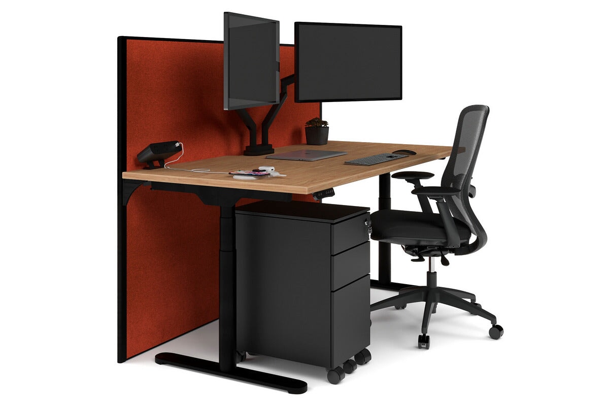Flexi Premium Height Adjustable Single Workstation [1800L x 800W with Cable Scallop] Jasonl black leg salvage oak orange squash (1200H x 1800W)