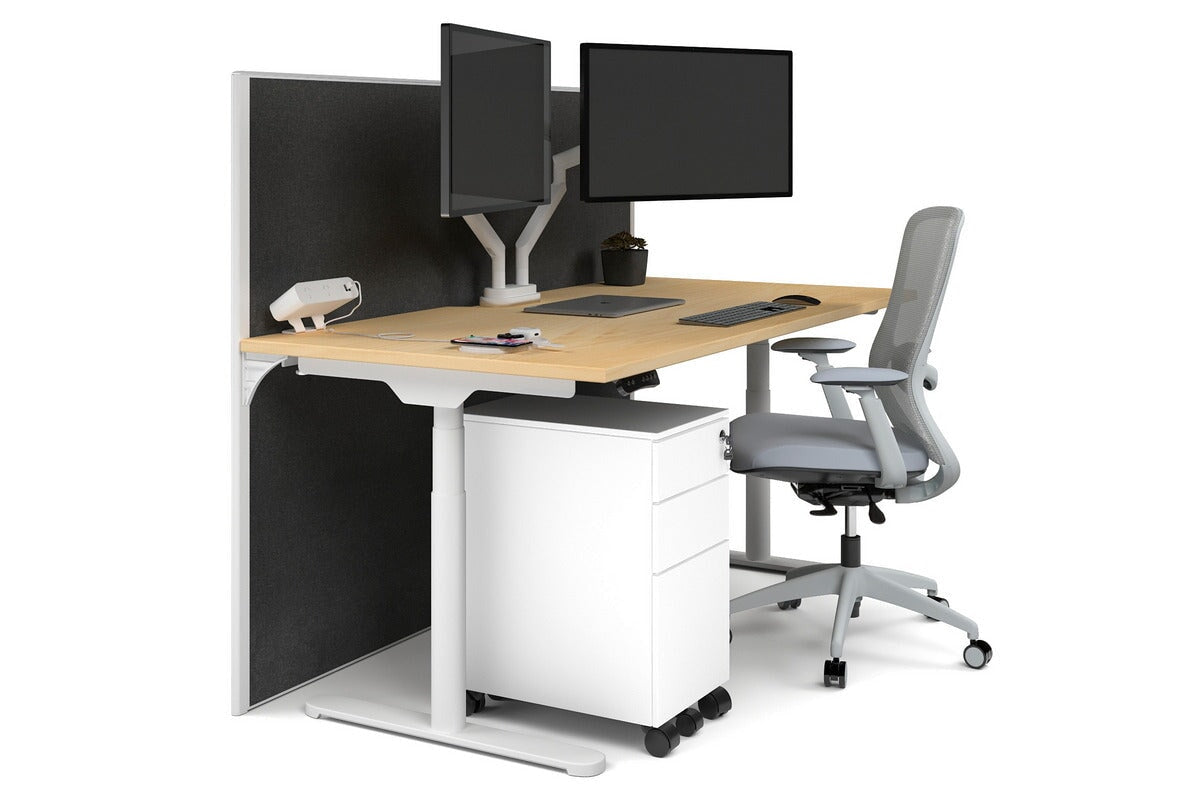 Flexi Premium Height Adjustable Single Workstation [1800L x 800W with Cable Scallop] Jasonl white leg maple moody charchoal (1200H x 1800W)