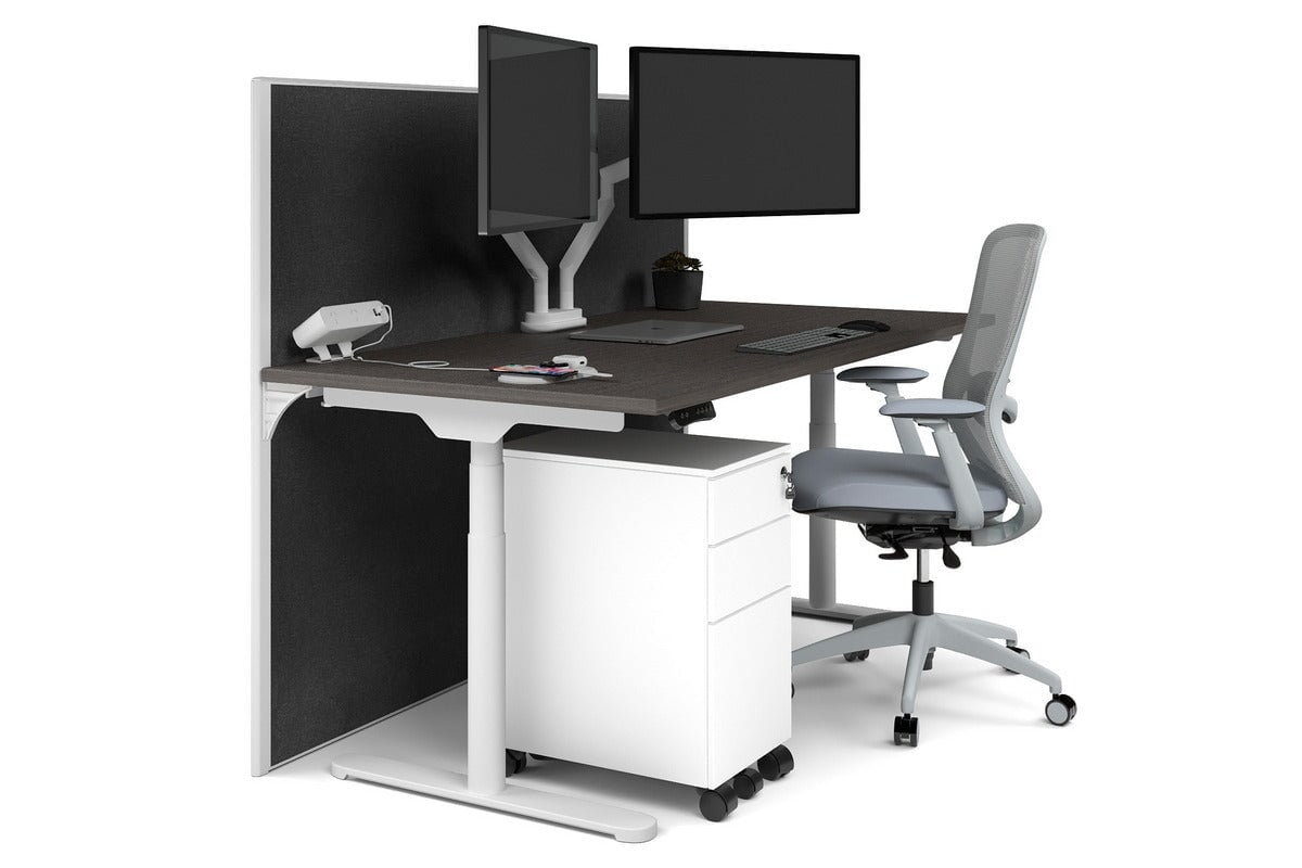Flexi Premium Height Adjustable Single Workstation [1800L x 800W with Cable Scallop]-white leg dark oak moody charchoal (1200H x 1800W)