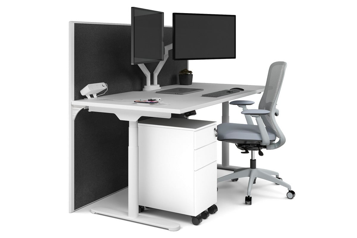 Flexi Premium Height Adjustable Single Workstation [1800L x 800W with Cable Scallop] Jasonl white leg white moody charchoal (1200H x 1800W)
