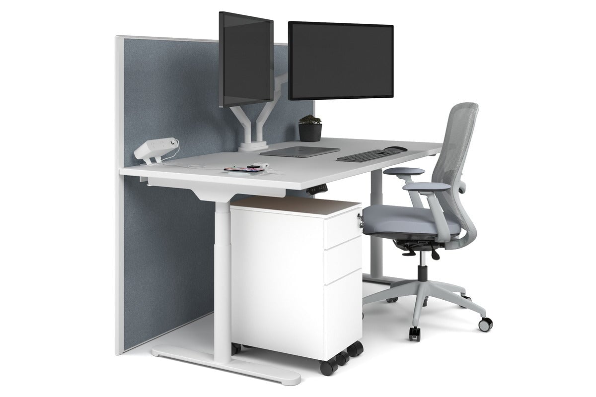 Flexi Premium Height Adjustable Single Workstation [1800L x 800W with Cable Scallop] Jasonl white leg white cool grey (1200H x 1800W)