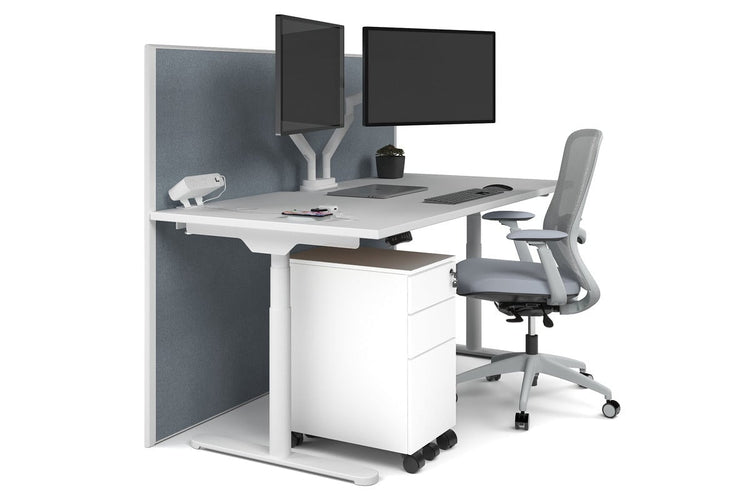 Flexi Premium Height Adjustable Single Workstation [1800L x 800W with Cable Scallop] Jasonl white leg white cool grey (1200H x 1800W)