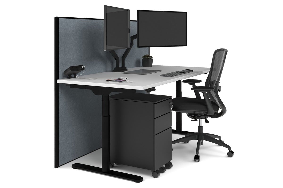 Flexi Premium Height Adjustable Single Workstation [1800L x 800W with Cable Scallop] Jasonl black leg white cool grey (1200H x 1800W)
