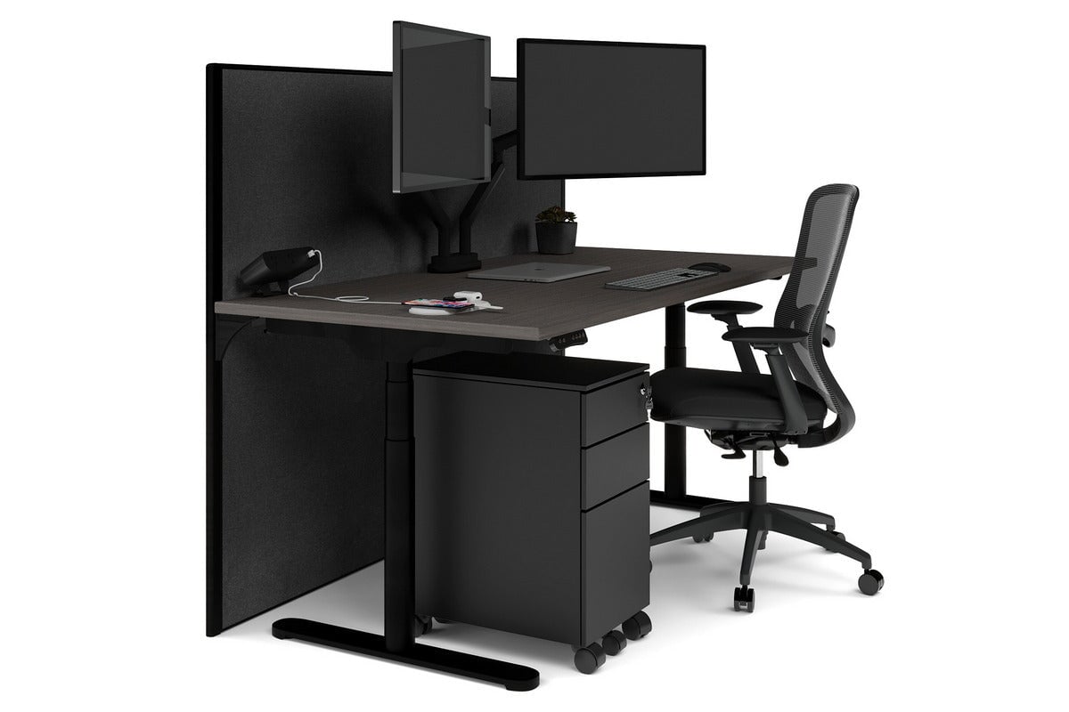 Flexi Premium Height Adjustable Single Workstation [1800L x 800W with Cable Scallop] Jasonl black leg dark oak moody charchoal (1200H x 1800W)
