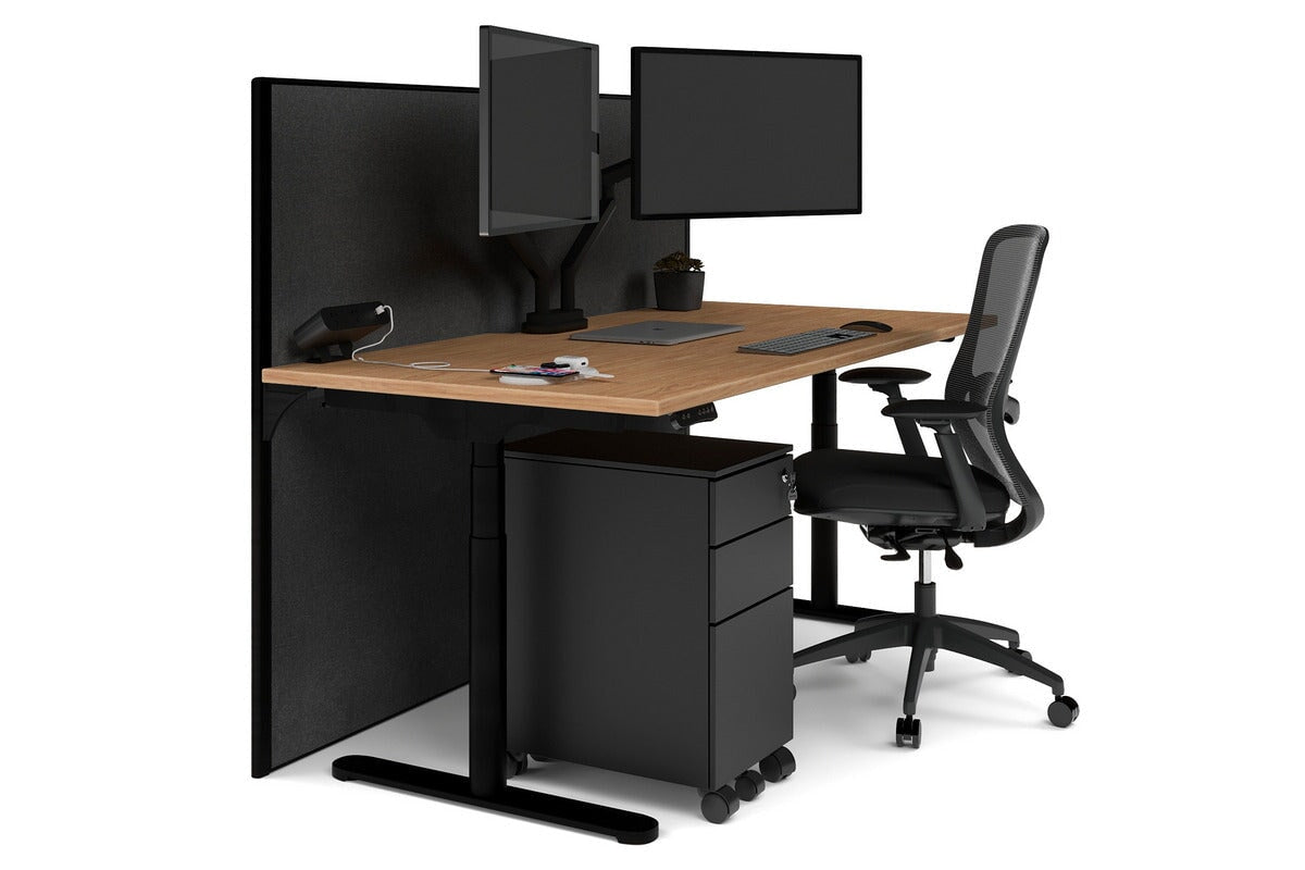 Flexi Premium Height Adjustable Single Workstation [1800L x 800W with Cable Scallop]-black leg salvage oak moody charchoal (1200H x 1800W)