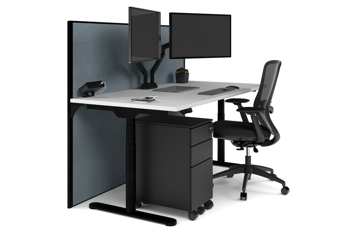 Flexi Premium Height Adjustable Single Workstation [1800L x 800W with Cable Scallop] Jasonl black leg white cool grey (1200H x 1800W)