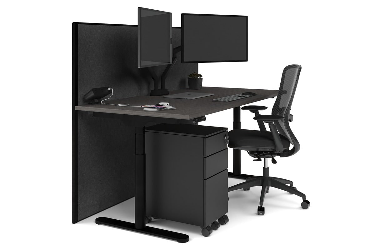 Flexi Premium Height Adjustable Single Workstation [1800L x 800W with Cable Scallop] Jasonl black leg dark oak moody charchoal (1200H x 1800W)