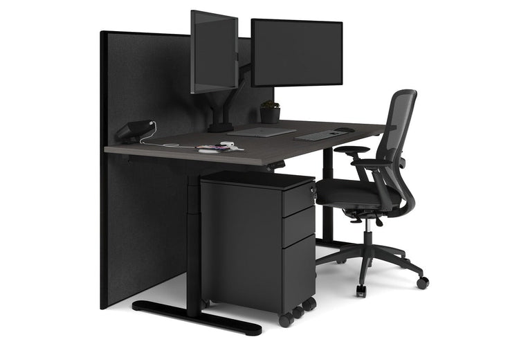 Flexi Premium Height Adjustable Single Workstation [1800L x 800W with Cable Scallop] Jasonl black leg dark oak moody charchoal (1200H x 1800W)