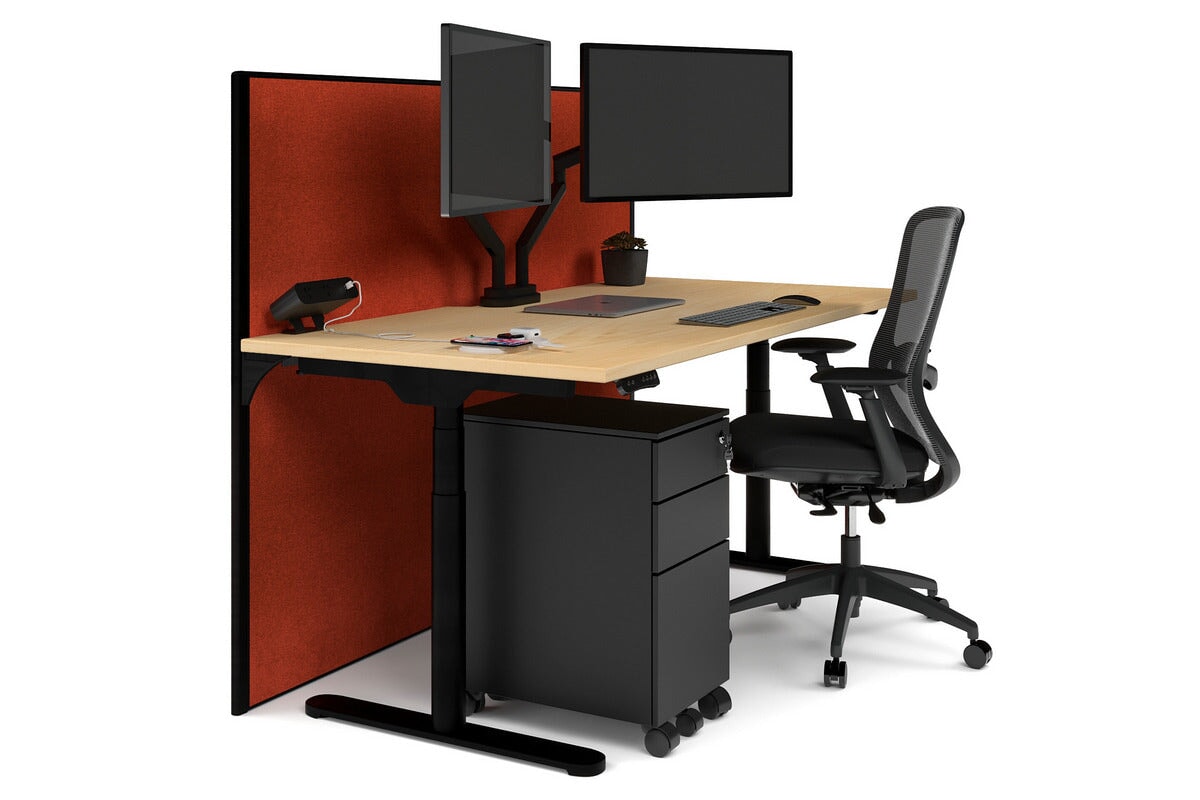 Flexi Premium Height Adjustable Single Workstation [1800L x 800W with Cable Scallop] Jasonl black leg maple orange squash (1200H x 1800W)