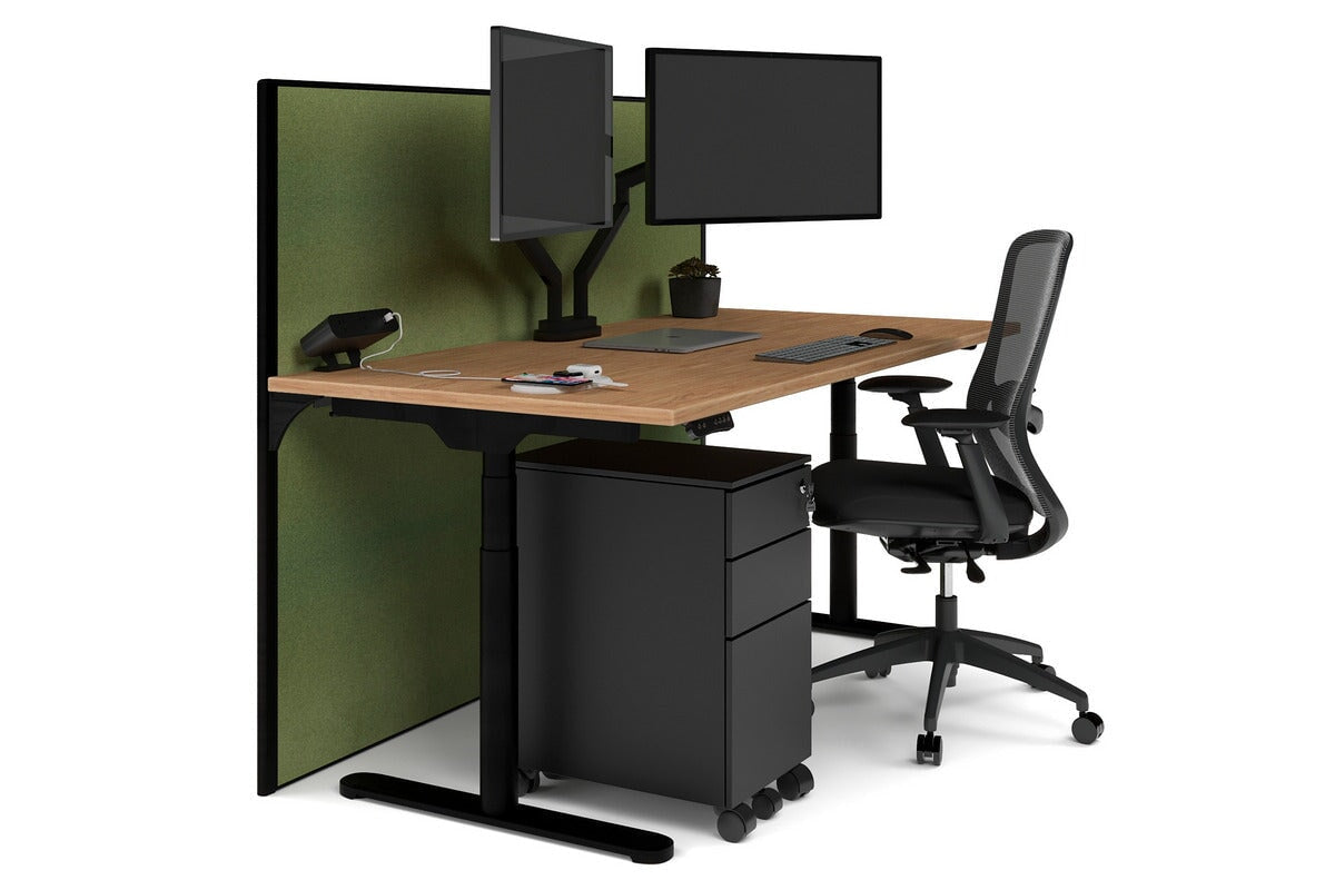 Flexi Premium Height Adjustable Single Workstation [1800L x 800W with Cable Scallop] Jasonl black leg salvage oak green moss (1200H x 1800W)