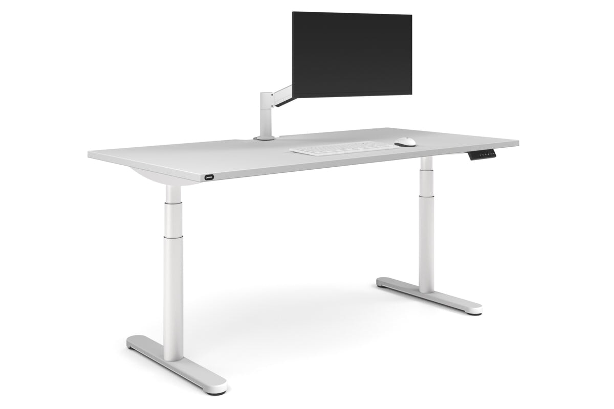 Flexi Premium Height Adjustable Single Workstation [1800L x 800W with Cable Scallop]-white leg white none