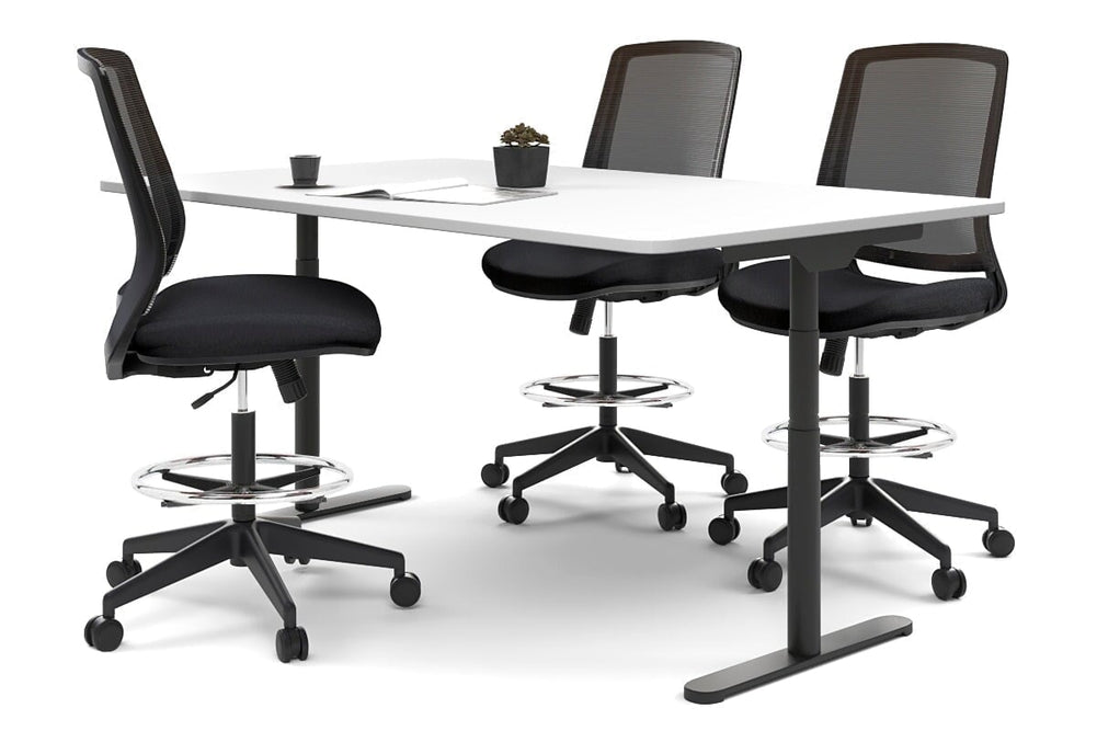 Flexi Premium Sit Stand Meeting Table-black leg white 