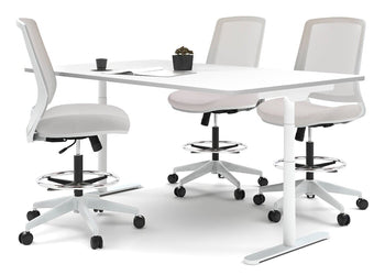 Flexi Premium Sit Stand Meeting Table Jasonl white leg white 