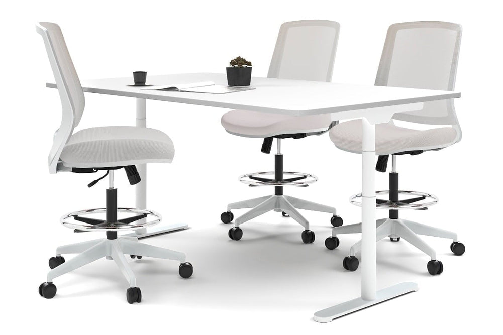 Flexi Premium Sit Stand Meeting Table-white leg white 