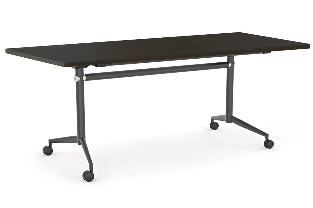 Flip Top / Folding Mobile Conference Room Table Uno [1200L x 800W]-black leg dark oak none