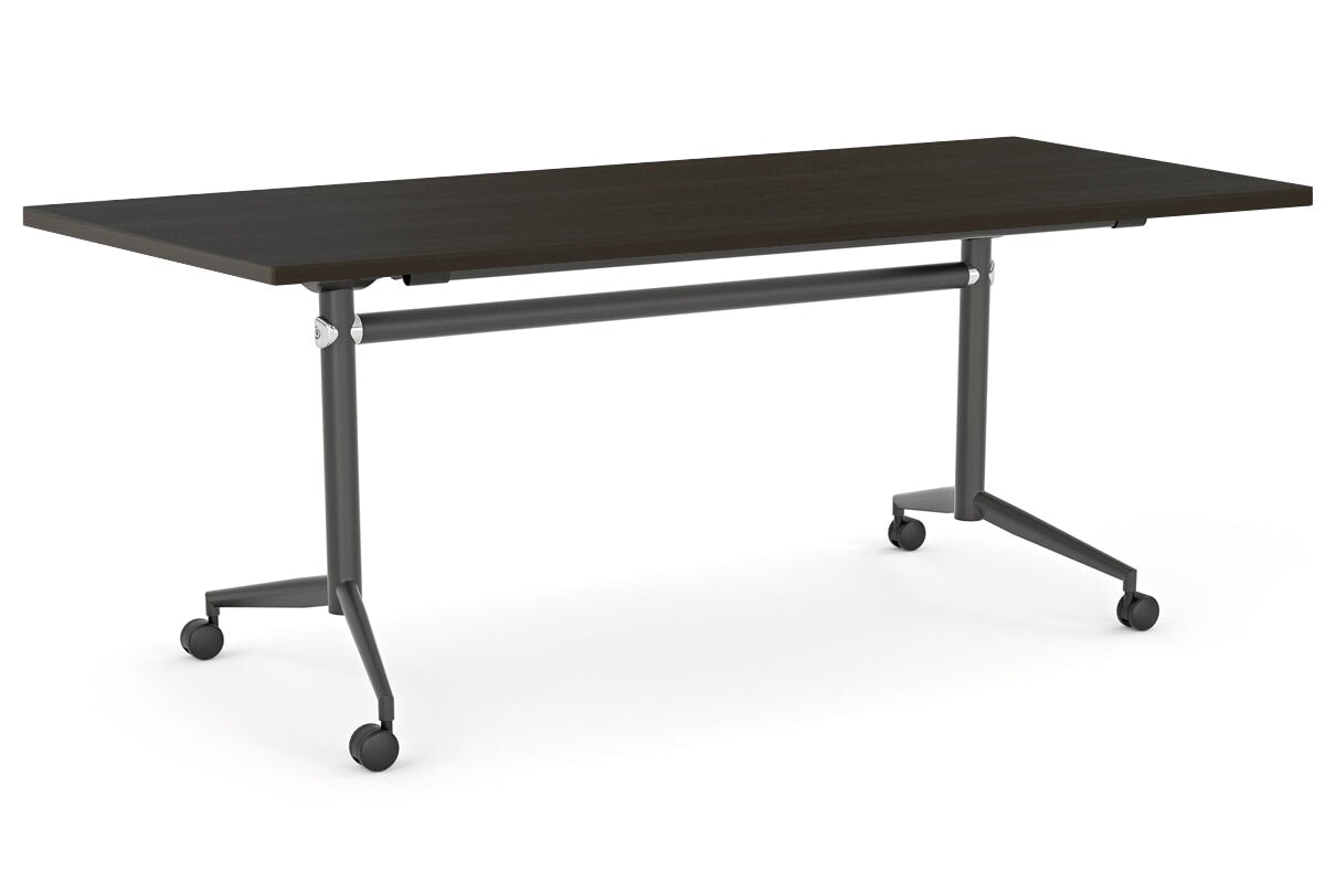 Flip Top / Folding Mobile Conference Room Table Uno [1200L x 800W] Ooh La La black leg dark oak none