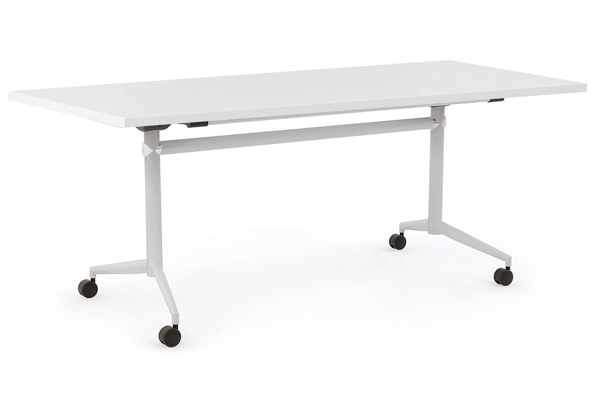 Flip Top / Folding Mobile Conference Room Table Uno [1400L x 700W] Ooh La La white leg white none