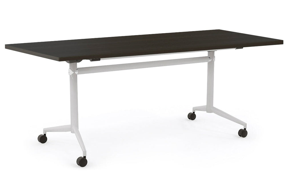 Flip Top / Folding Mobile Conference Room Table Uno [1600L x 800W]-white leg dark oak none