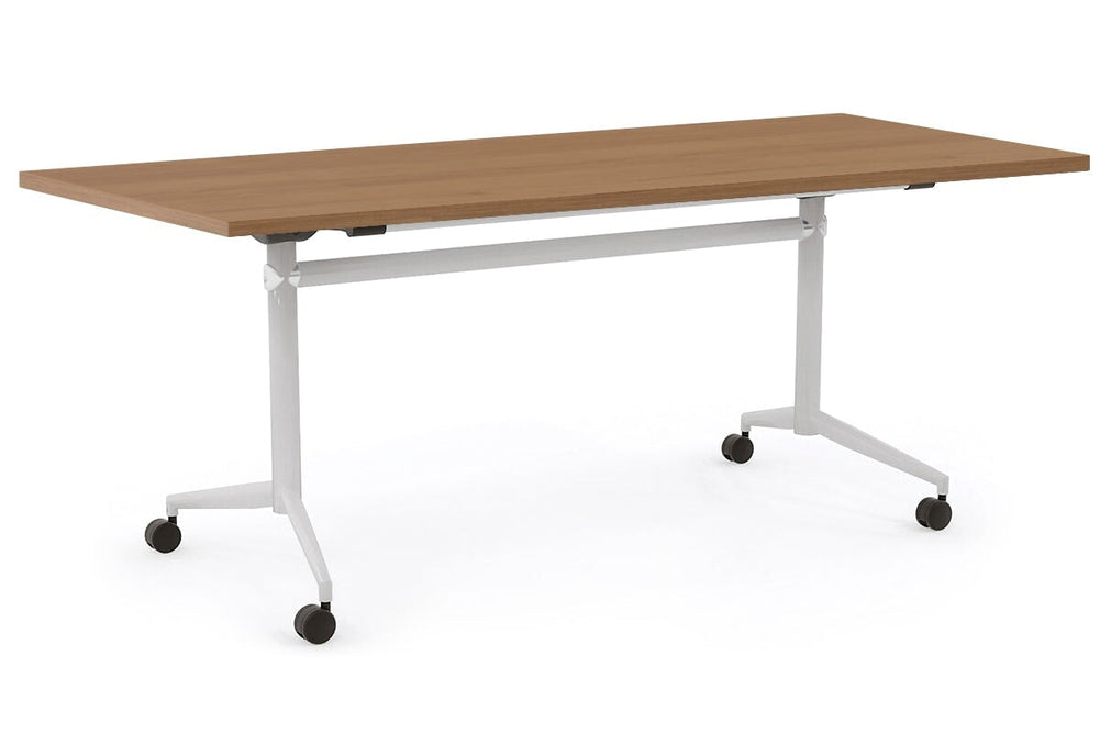 Flip Top / Folding Mobile Conference Room Table Uno [1600L x 800W]-white leg salvage oak none