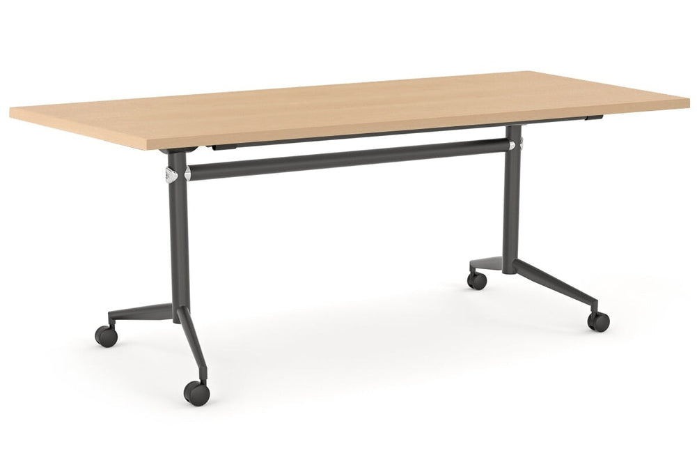 Flip Top / Folding Mobile Conference Room Table Uno [1800L x 700W]-black leg maple none