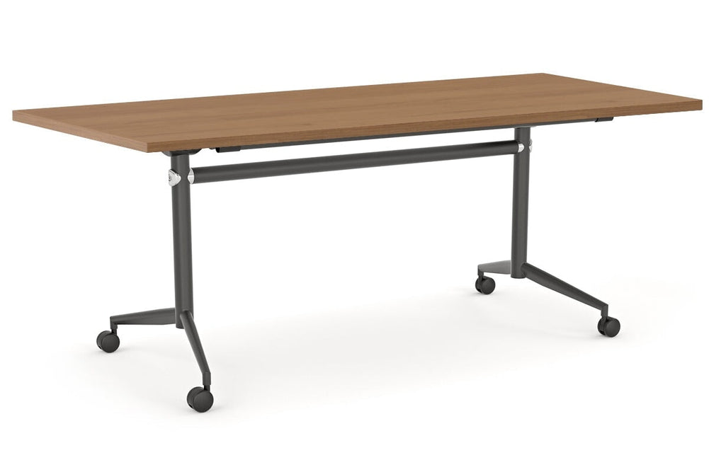 Flip Top / Folding Mobile Conference Room Table Uno [1800L x 700W]-black leg salvage oak none