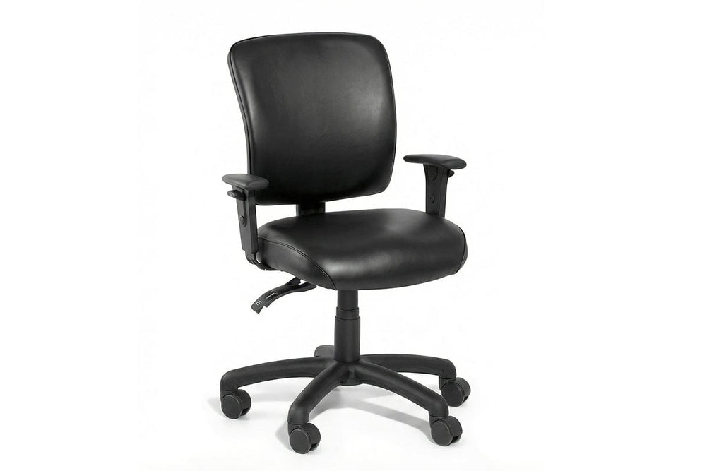 Gregory Boxta Dual Density Ergonomic Office Chair - Deluxe Seat [Medium Back]-small black anti-microbial vinyl height adjustable arms