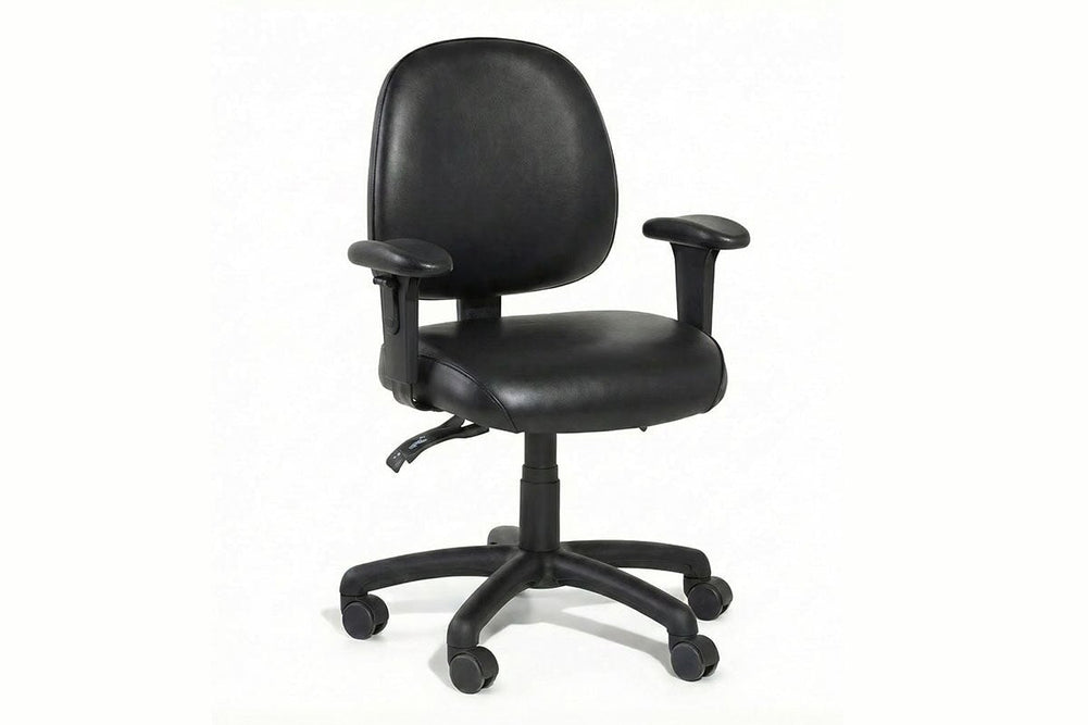 Gregory Inca Dual Density Ergonomic Office Chair - Deluxe Seat [Medium Back]-small black anti-microbial vinyl height adjustable arms