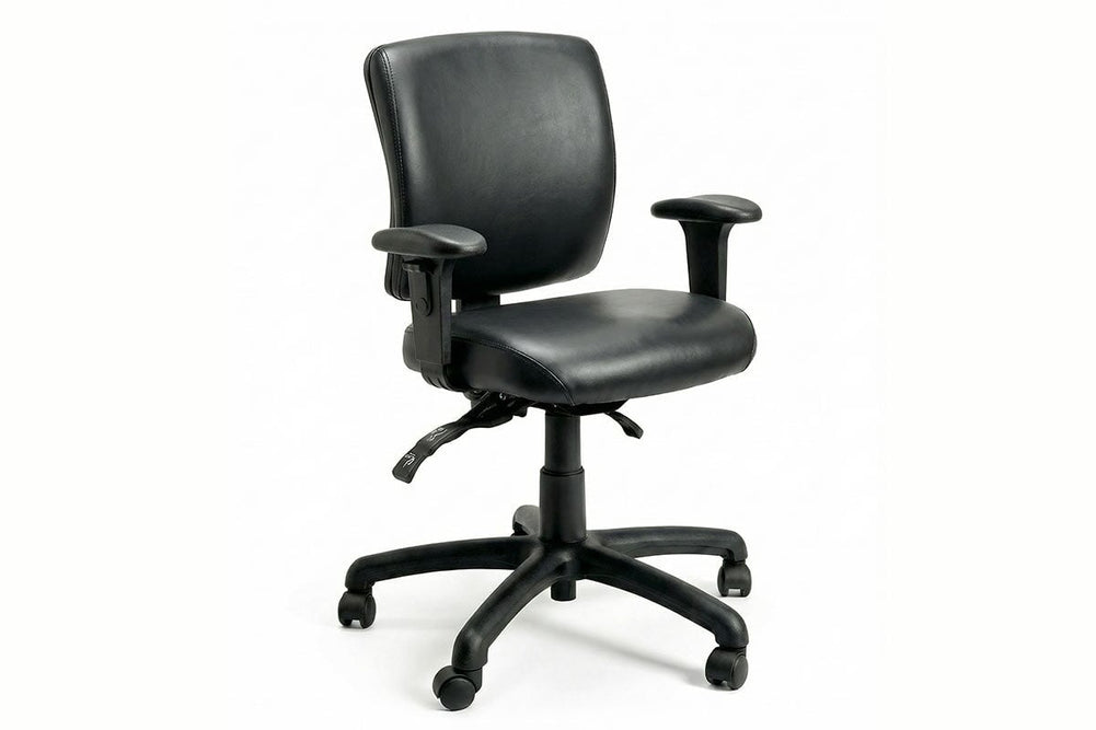 Gregory Petite Boxta Dual Density Ergonomic Office Chair - Vinyl [Medium Back]-black anti-microbial vinyl height adjustable arms 