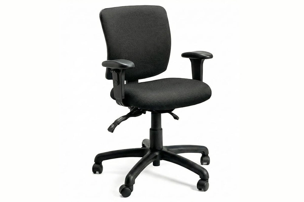 Gregory Petite Boxta Dual Density Ergonomic Office Chair - House Fabric [Medium Back]-black house fabric height adjustable arms 