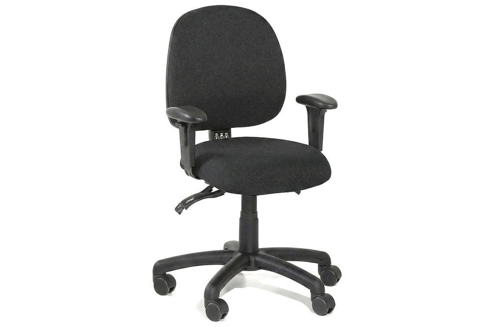 Gregory Petite Inca Dual Density Ergonomic Office Chair - House Fabric [Medium Back]-black house fabric height adjustable arms 