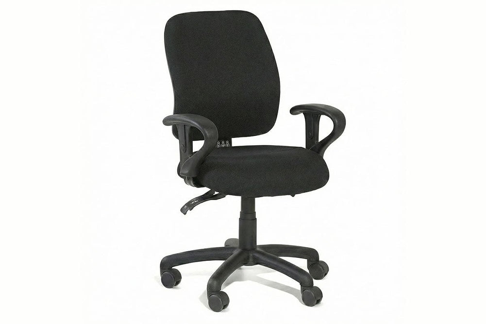 Gregory Slimline Dual Density Ergonomic Office Chair - Split Seat [Medium Back]-small black house fabric height adjustable arms