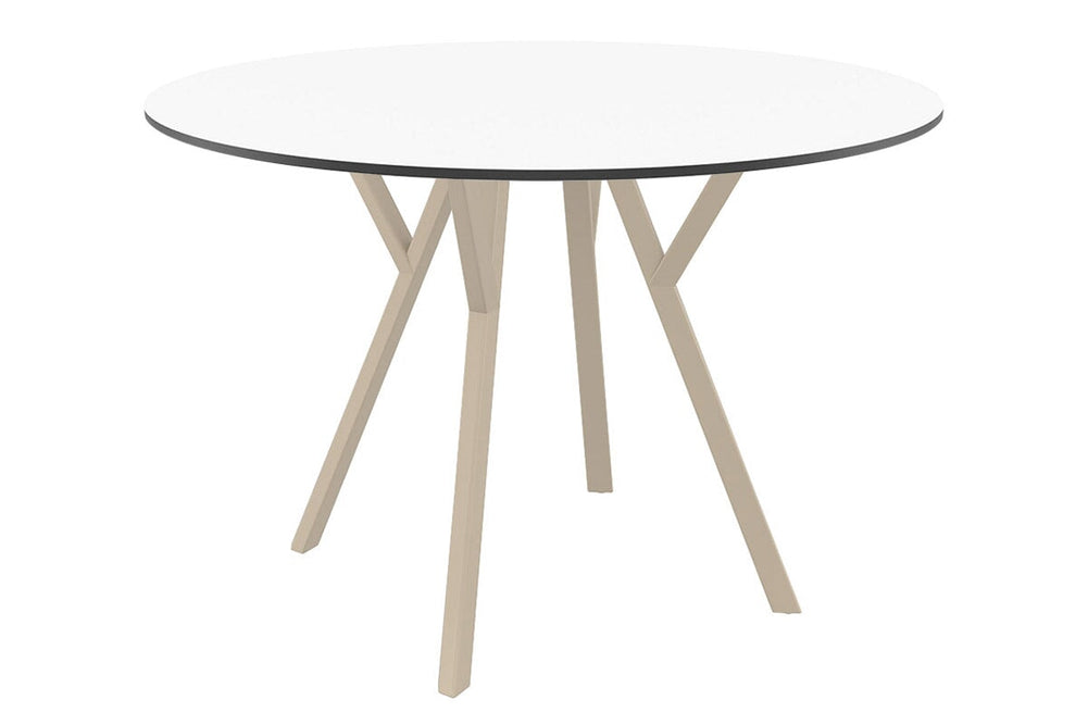 Hospitality Plus Maximo Small Legs Table Round Top - 900 mm-taupe base white 