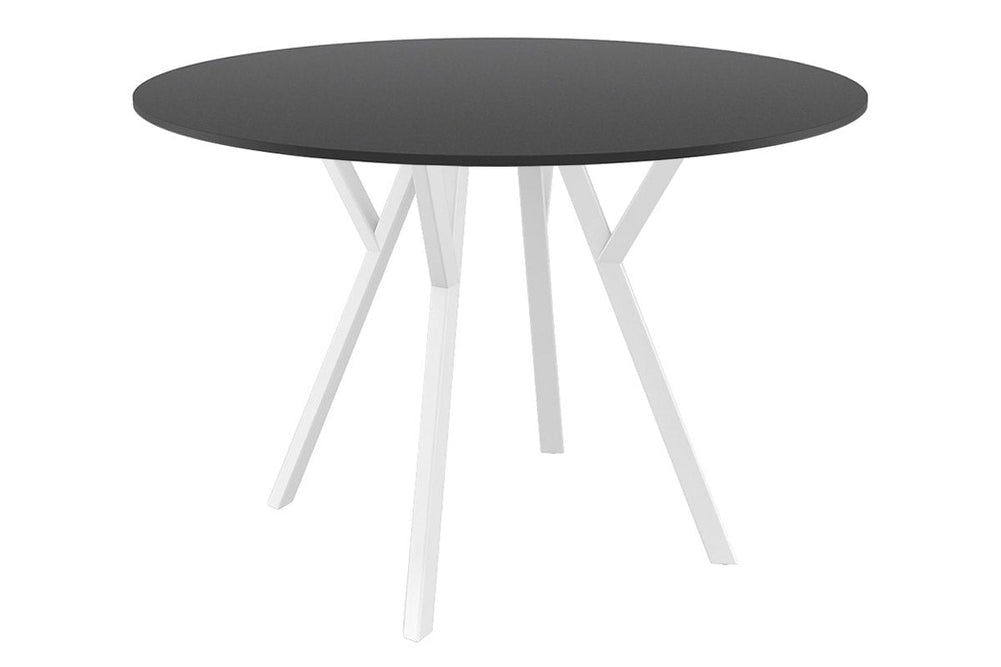 Hospitality Plus Maximo Small Legs Table Round Top - 900 mm-white base black 