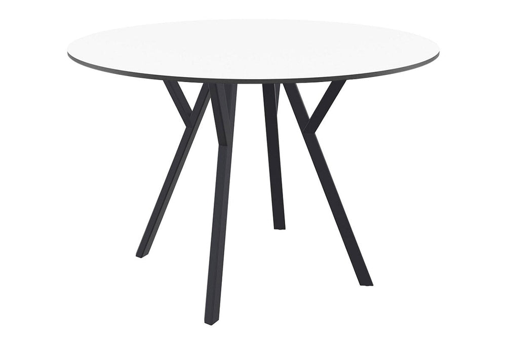 Hospitality Plus Maximo Small Legs Table Round Top - 900 mm-black base white 