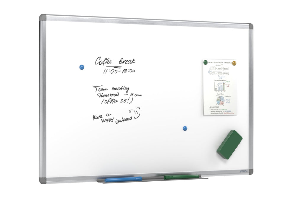 JasonL Commercial Magnetic Whiteboard - Silver Frame-900 x 600  