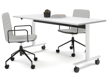 Jasonl Flip Top/Folding Mobile Meeting Room Table - Solana [1200L x 700W] Jasonl white leg white none
