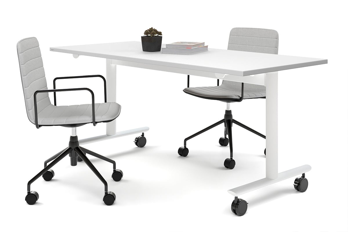 Jasonl Flip Top/Folding Mobile Meeting Room Table - Solana [1200L x 800W] Jasonl white leg white none