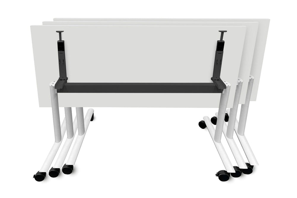 Jasonl Flip Top/Folding Mobile Meeting Room Table - Solana [1200L x 800W]-black leg dark oak with linking device