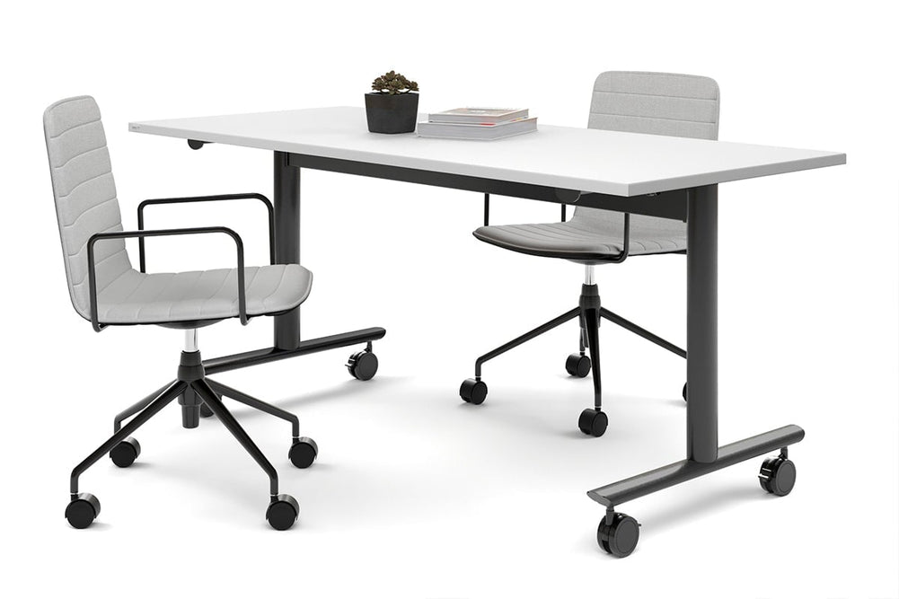 Jasonl Flip Top/Folding Mobile Meeting Room Table - Solana [1400L x 700W]-black leg white none