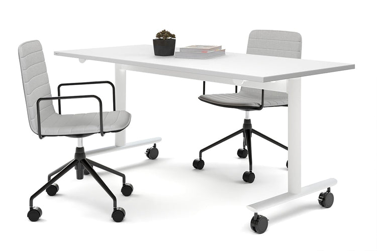 Jasonl Flip Top/Folding Mobile Meeting Room Table - Solana [1400L x 700W] Jasonl white leg white none