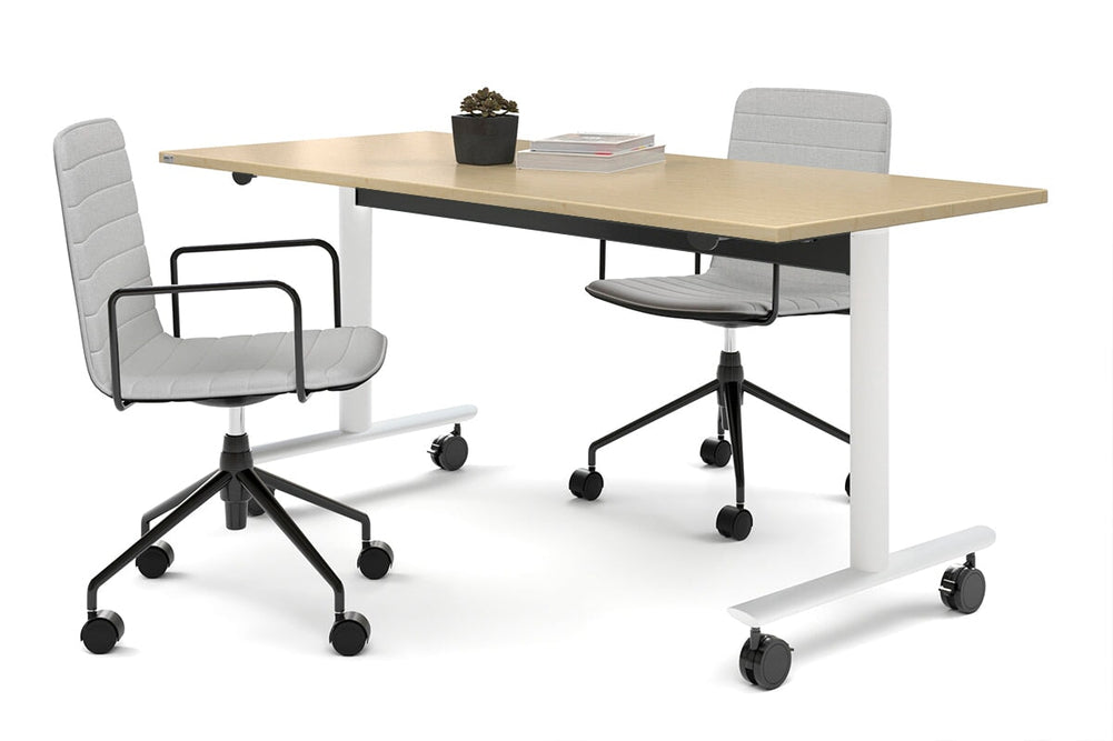 Jasonl Flip Top/Folding Mobile Meeting Room Table - Solana [1400L x 800W]-white leg maple none