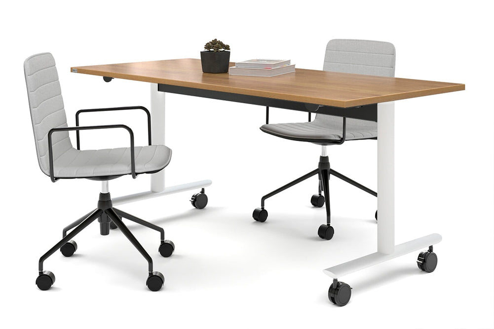 Jasonl Flip Top/Folding Mobile Meeting Room Table - Solana [1800L x 700W]-white leg salvage oak none