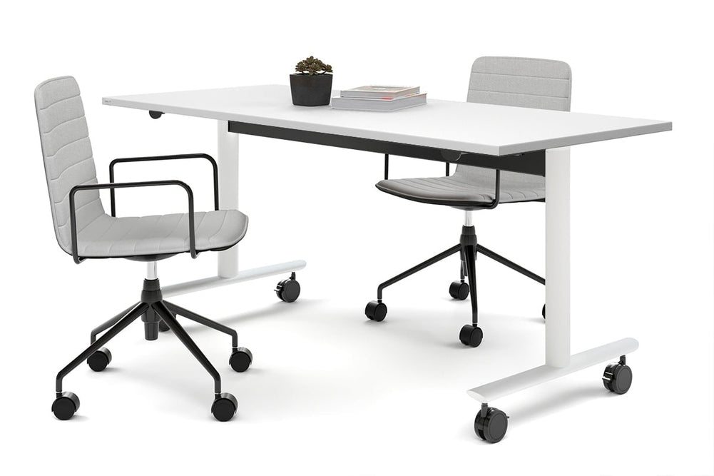 Jasonl Flip Top/Folding Mobile Meeting Room Table - Solana [1800L x 700W]-white leg white none